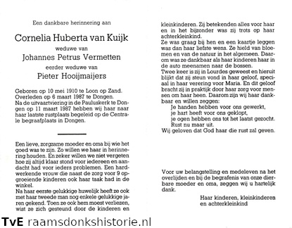 Cornelia Huberta van Kuijk- Johannes Petrus Vermetten-Pieter Hooijmaijers